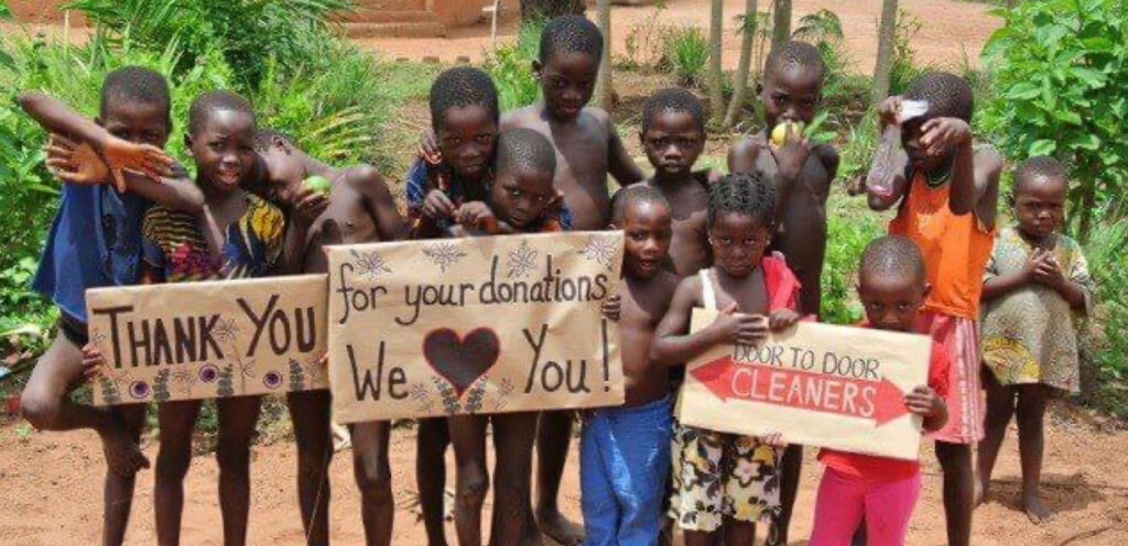 A thank you message for Door to Door Cleaners from Benin Village